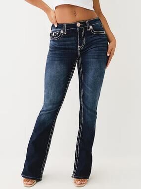 TRUE RELIGION Women's Becca Lurex Super T Bootcut Jean Size 28 In Dark Stone Fox